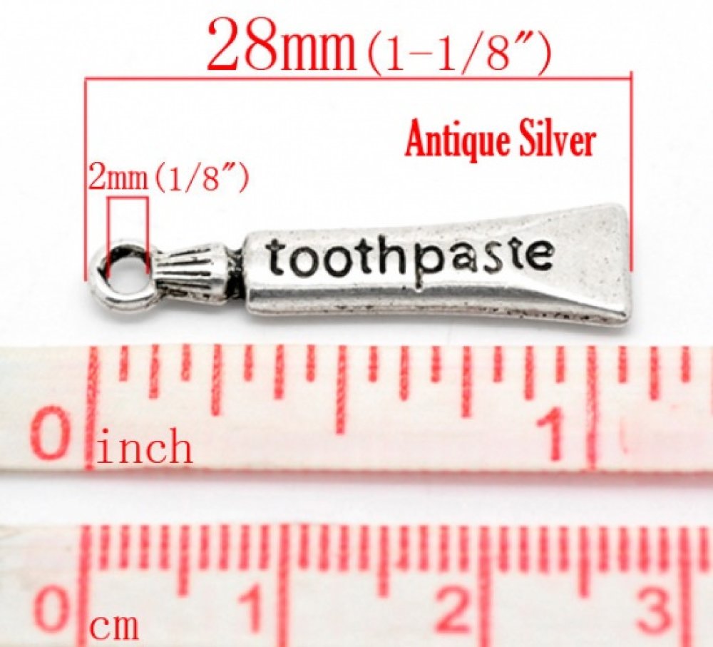 Tandpasta Tube Charm Zilver