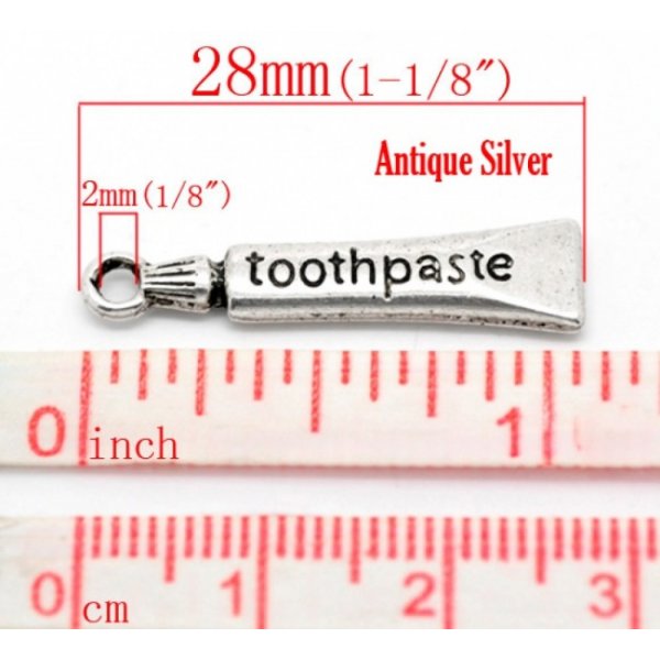 Tandpasta Tube Charm Zilver