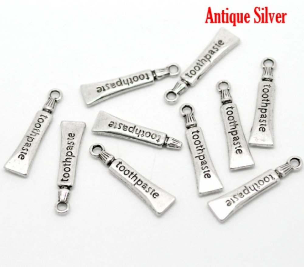 Tandpasta Tube Charm Zilver