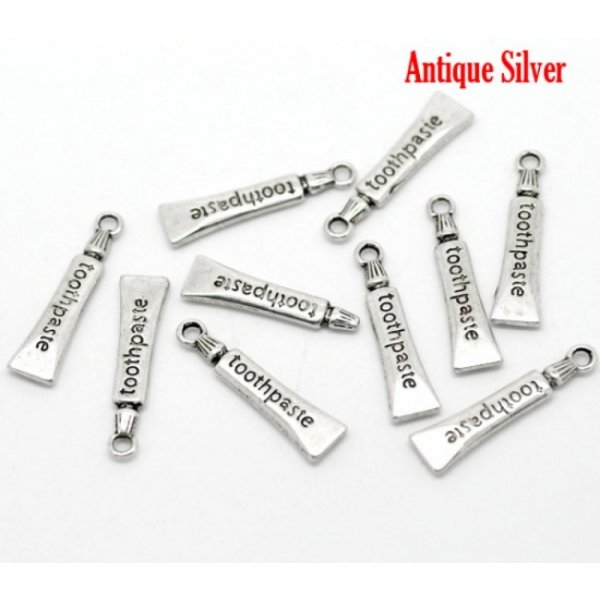 Tandpasta Tube Charm Zilver