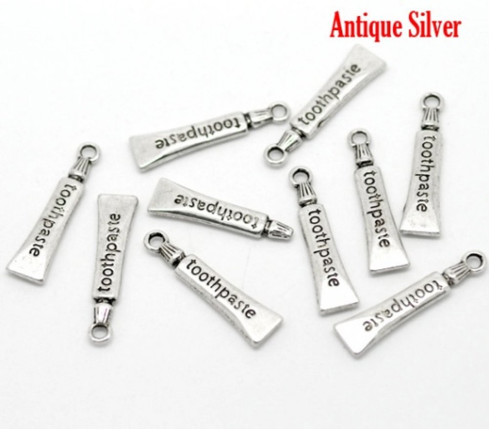 Tandpasta Tube Charm Zilver