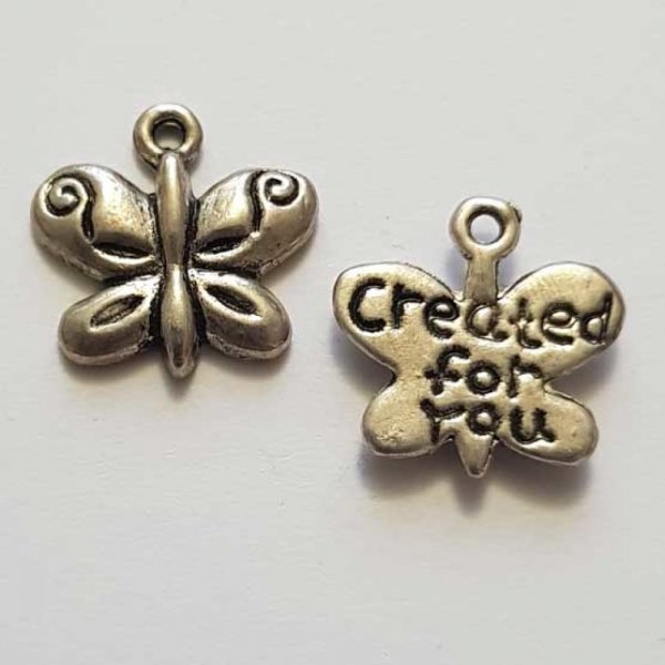 Breloque papillon N&deg;30 Argent 13 x 13 mm