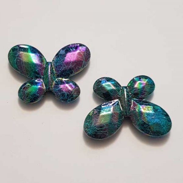 Breloque papillon N&deg;36 Turquoise 34 x 44 mm