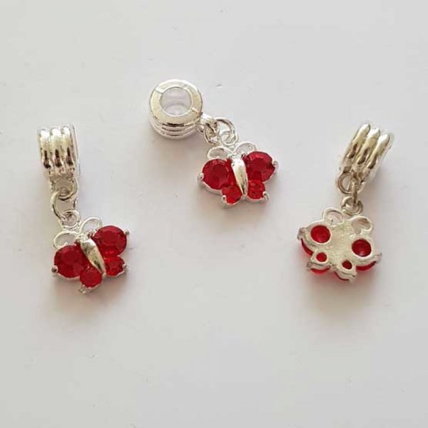 Breloque papillon N&deg;100 Rouge