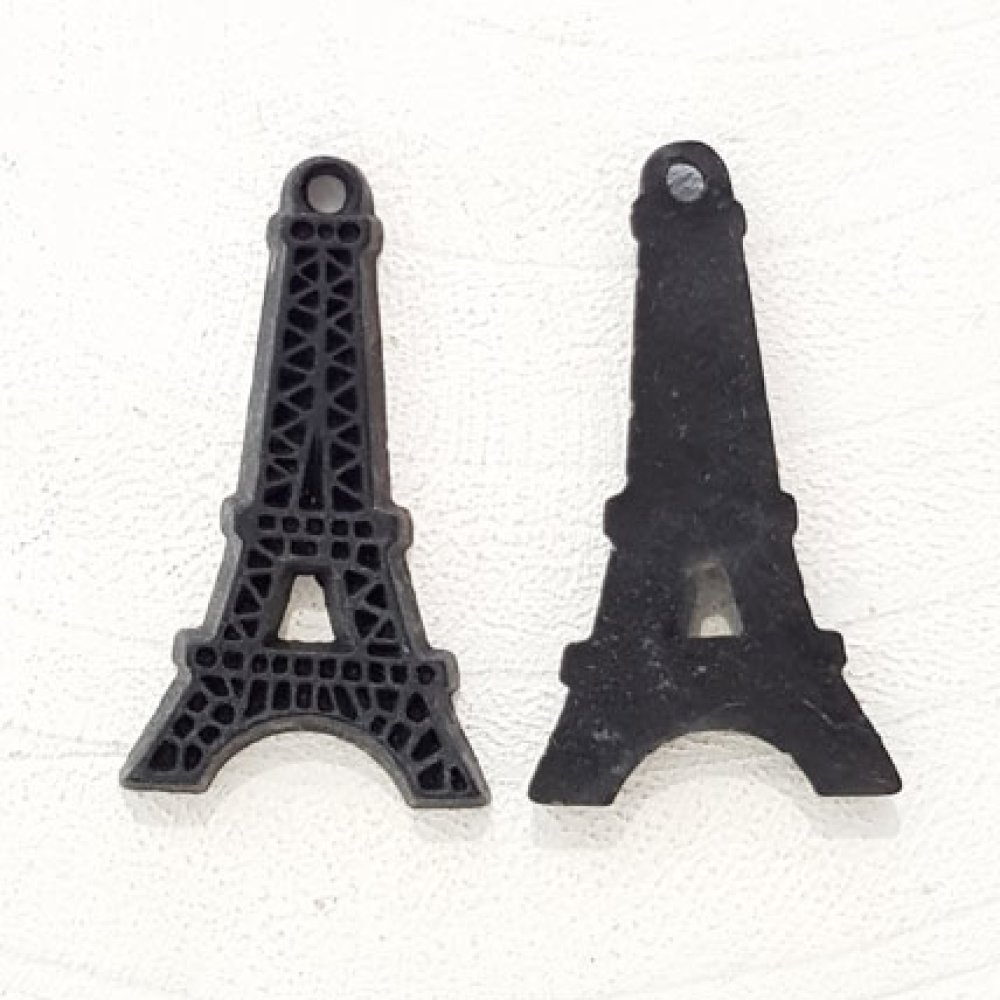 Zwarte hars Eiffeltoren hanger bedel