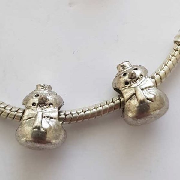 Breloque p&egrave;re no&euml;l N&deg;05 Argent Bonhomme de Neige