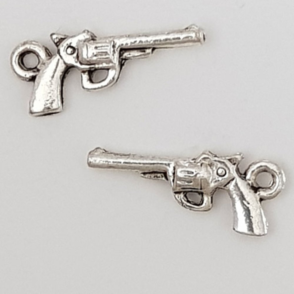Bedel revolver pistool N°01 Zilver x 10 stuks