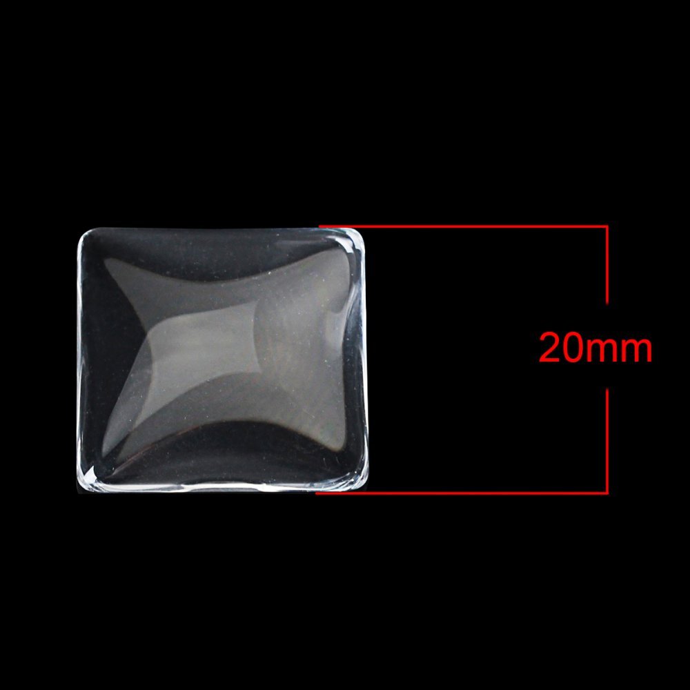 Cabochon vierkant 20 x 20 mm in helder braamglas N°27