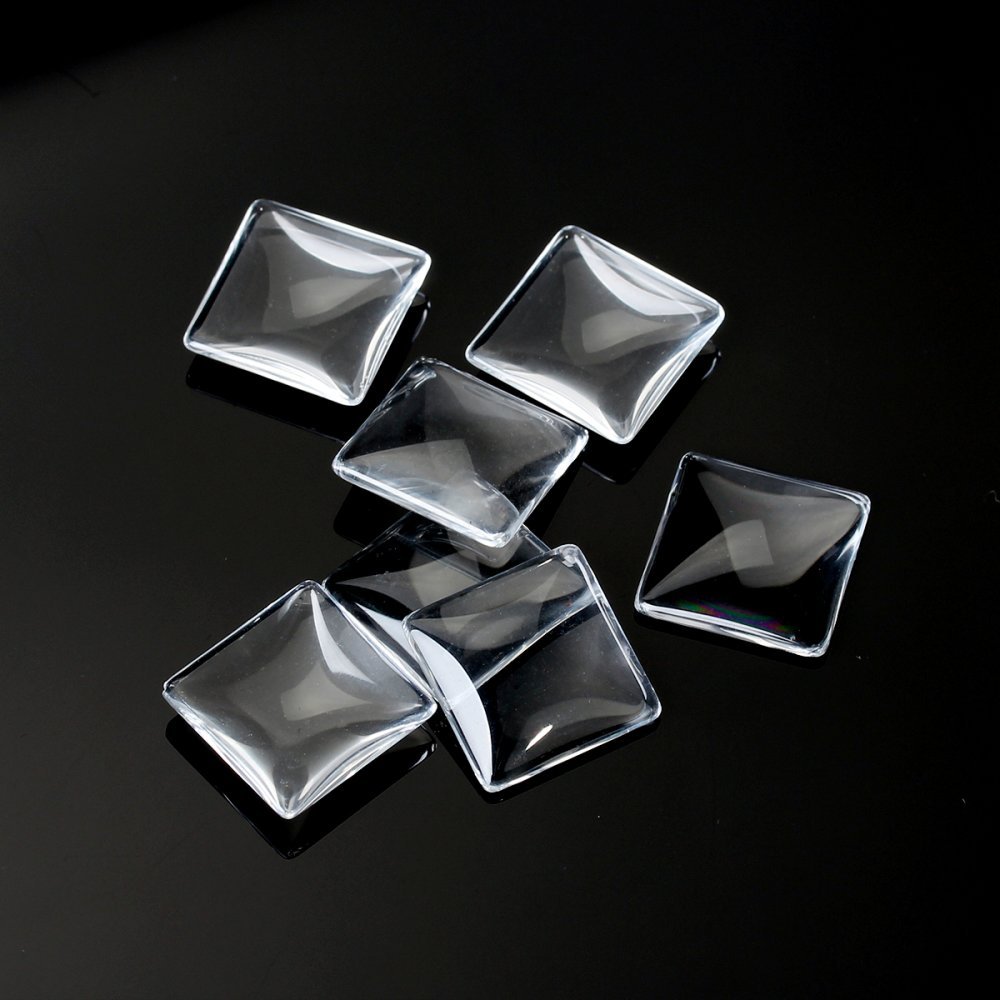Cabochon vierkant 20 x 20 mm in helder braamglas N°27