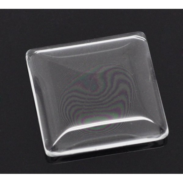 Cabochon vierkant 25 x 25 mm in helder braamglas N&deg;28