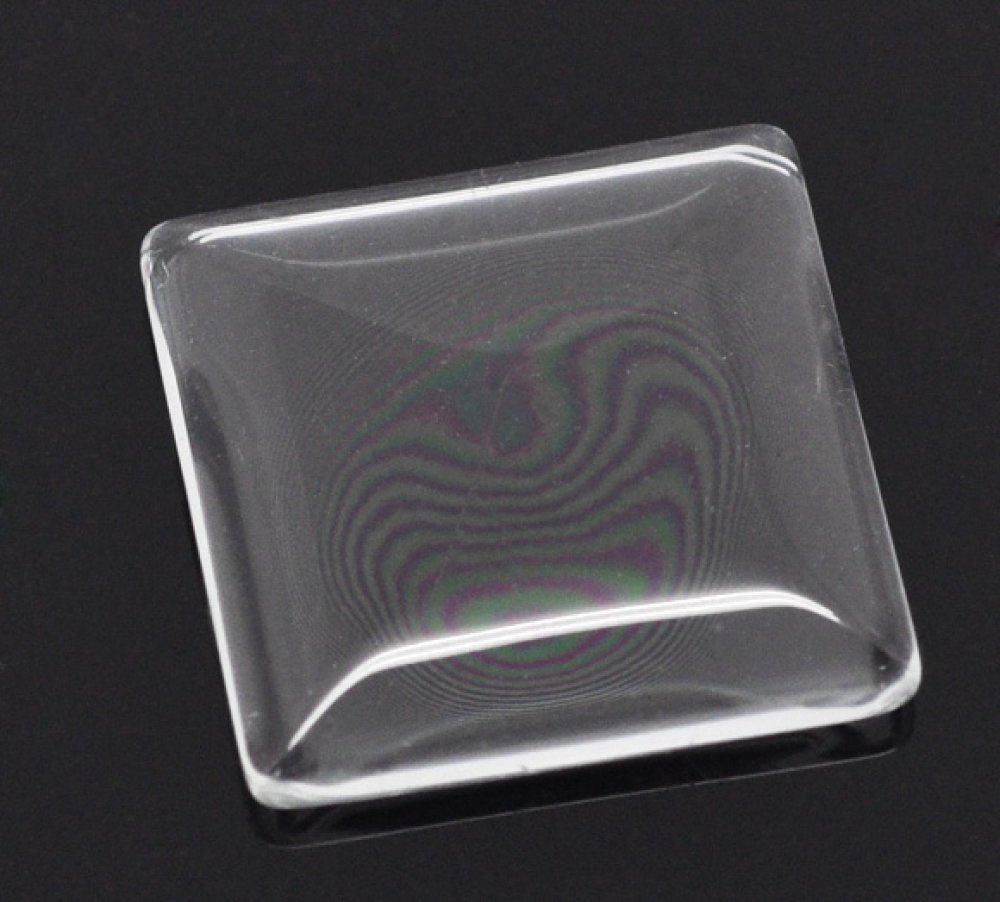 Cabochon vierkant 25 x 25 mm in helder braamglas N°28