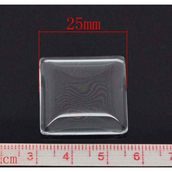 Cabochon vierkant 25 x 25 mm in helder braamglas N&deg;28