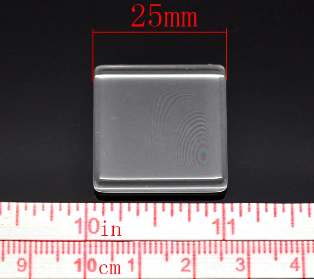 Cabochon vierkant 25 x 25 mm in transparant tegelglas N°29