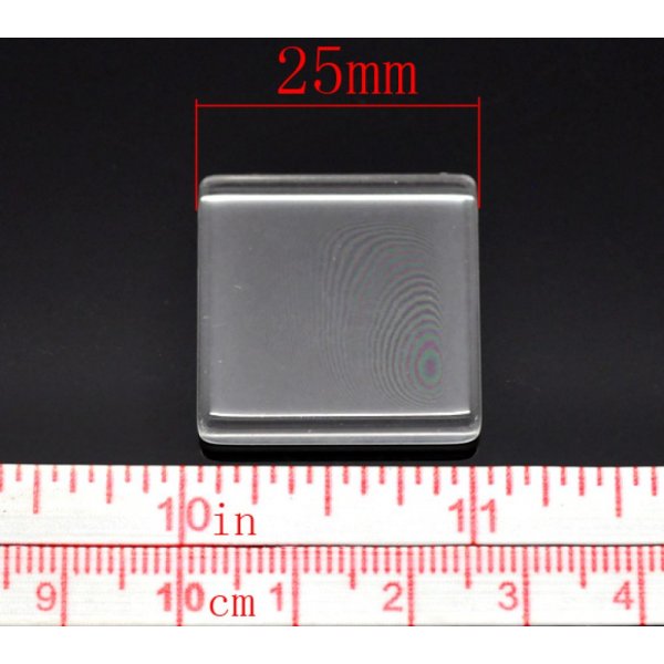 Cabochon vierkant 25 x 25 mm in transparant tegelglas N&deg;29