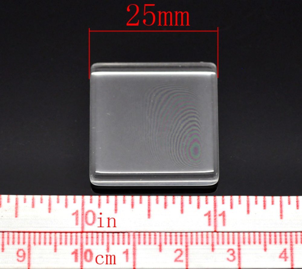 Cabochon vierkant 25 x 25 mm in transparant tegelglas N°29
