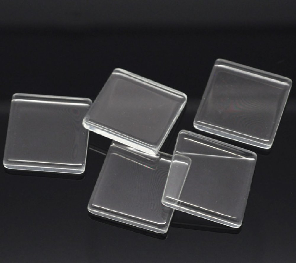 Cabochon vierkant 25 x 25 mm in transparant tegelglas N°29