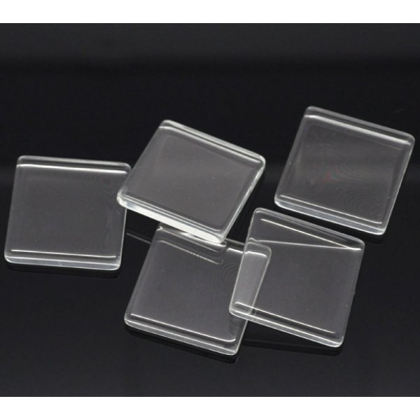 Cabochon vierkant 25 x 25 mm in transparant tegelglas N&deg;29