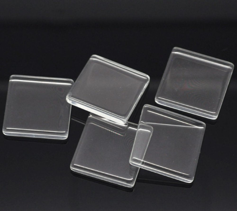 Cabochon vierkant 25 x 25 mm in transparant tegelglas N°29