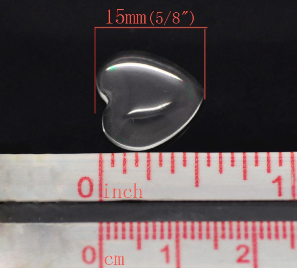 Cabochon Hart 14 x 15 mm in helder braamglas N°22
