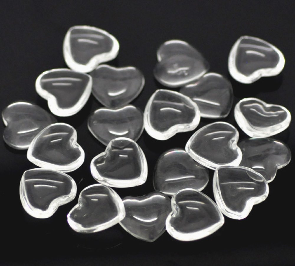 Cabochon Hart 14 x 15 mm in helder braamglas N°22