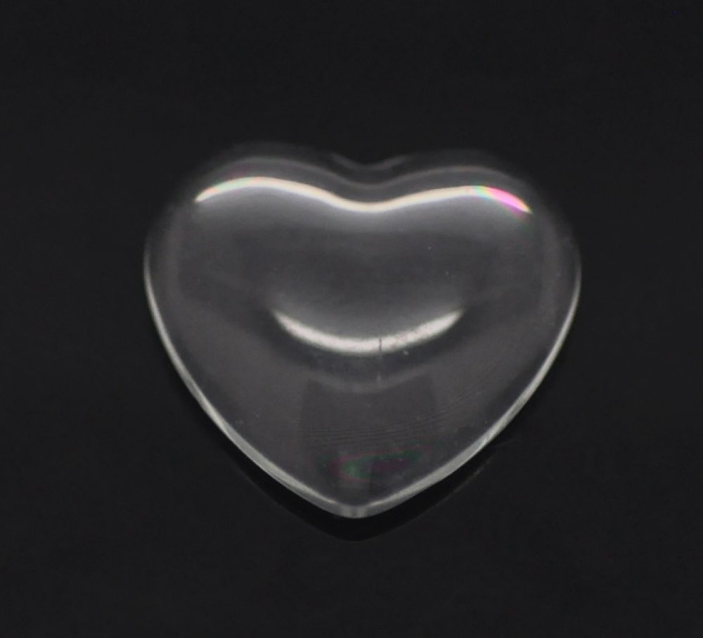 Cabochon Hart 14 x 15 mm in helder braamglas N°22