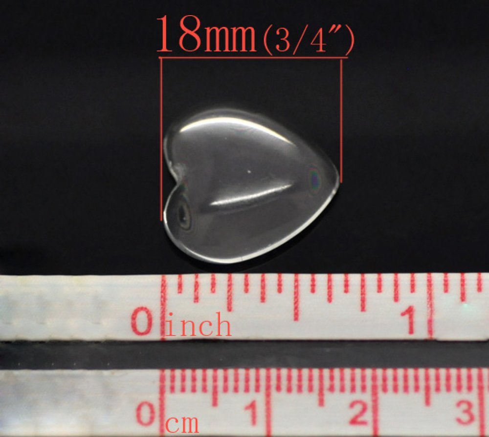 Cabochon Hart 17 x 18 mm in helder braamglas N°23