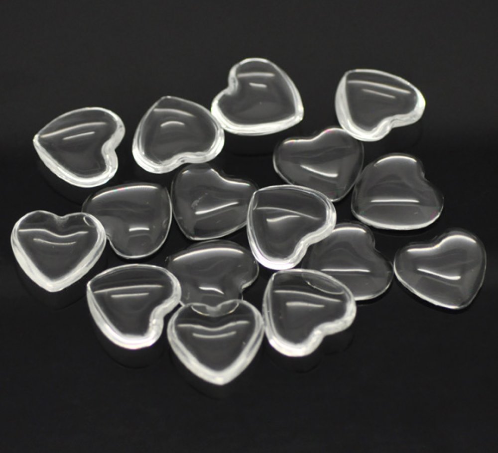 Cabochon Hart 17 x 18 mm in helder braamglas N°23