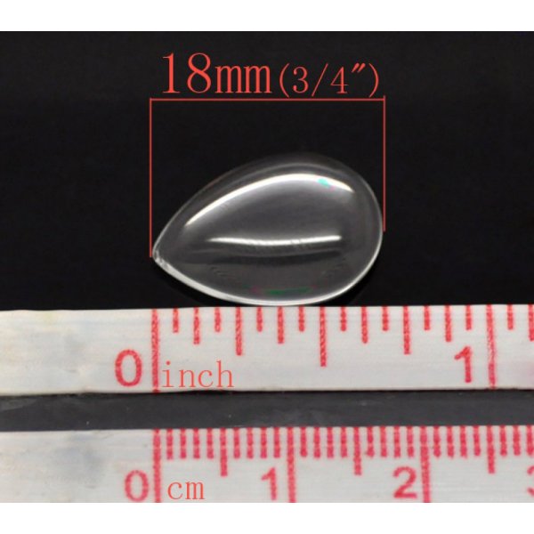 Cabochon Drop 13 x 18 mm in helder braamglas N&deg;24