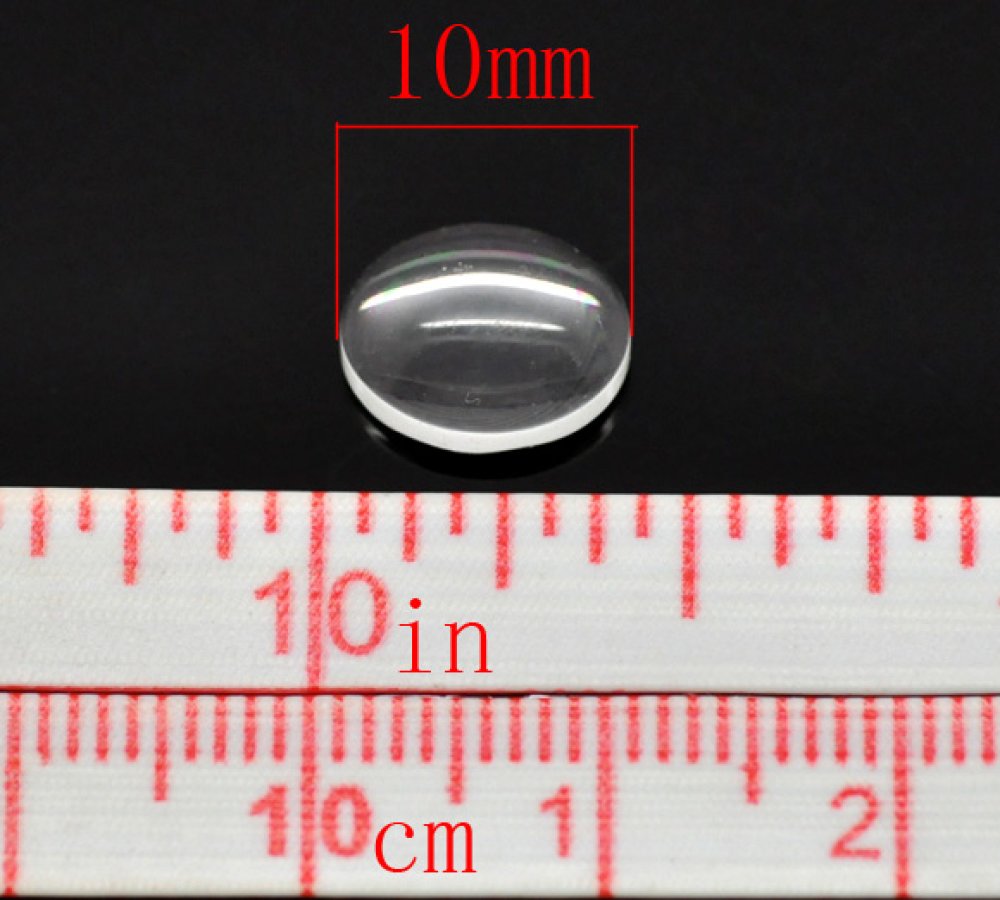 Cabochon Ovaal 08 x 10 mm in helder braamglas N°15 per 2 stuks