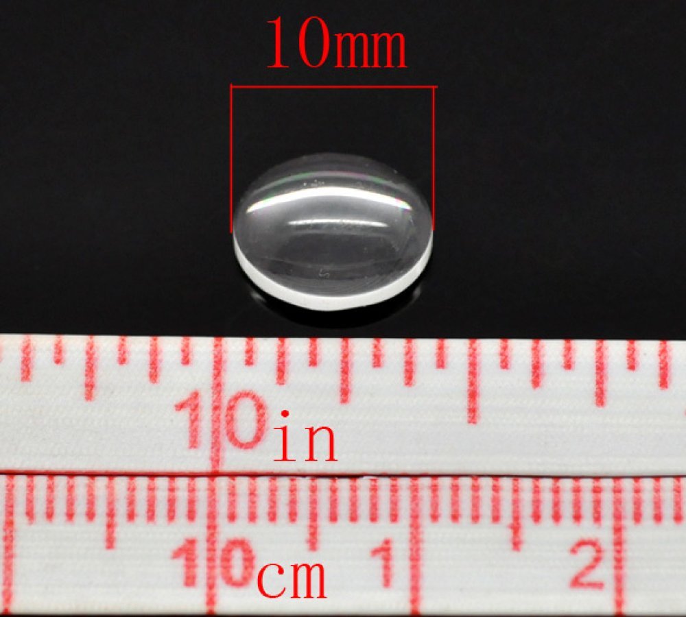 Cabochon Ovaal 08 x 10 mm in helder braamglas N°15 per 2 stuks