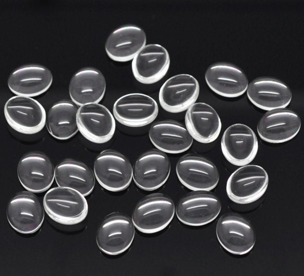 Cabochon Ovaal 08 x 10 mm in helder braamglas N°15 per 2 stuks