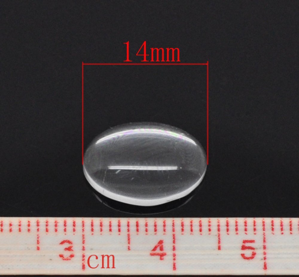 Ovale cabochon 10 x 14 mm x 2 stuks in helder braamglas N°16