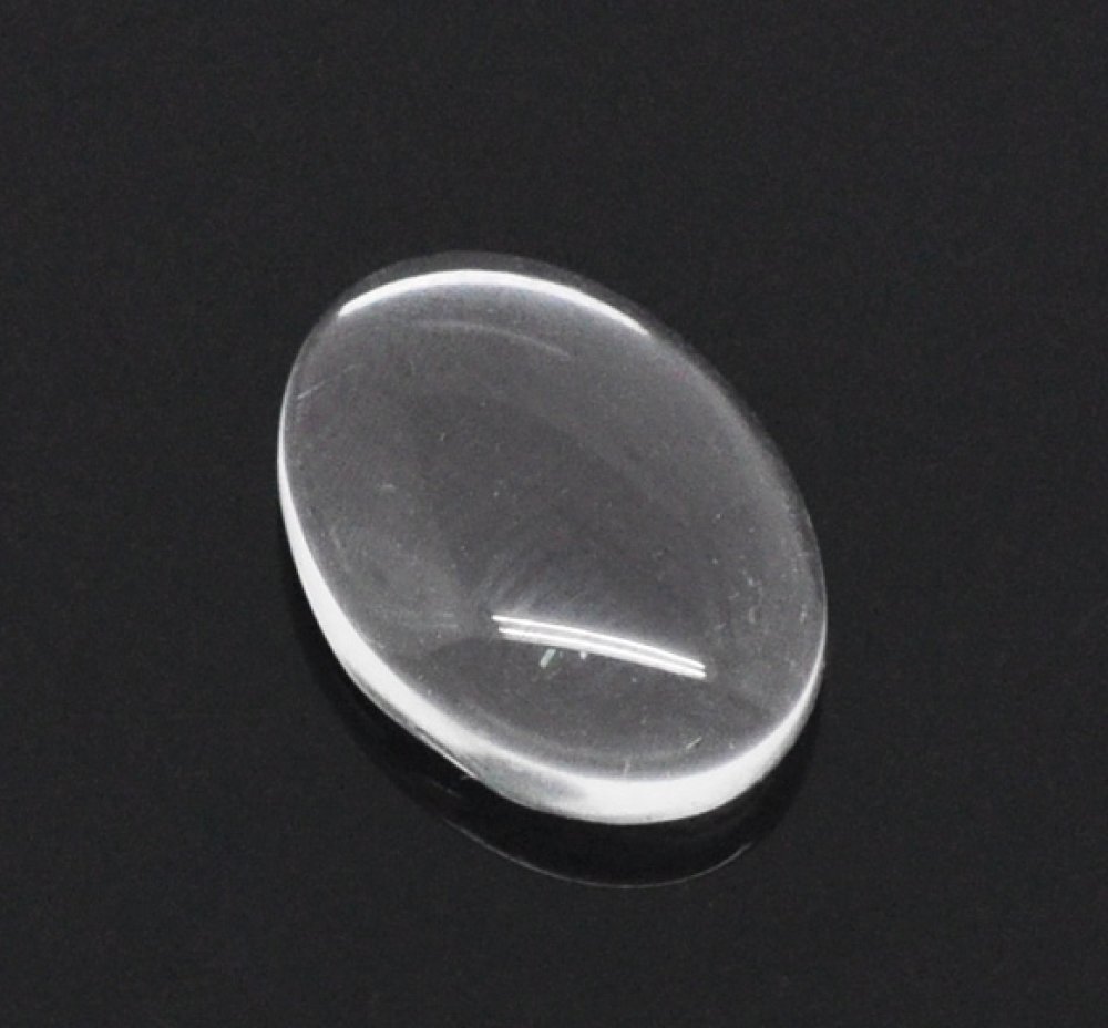 Ovale cabochon 10 x 14 mm x 2 stuks in helder braamglas N°16