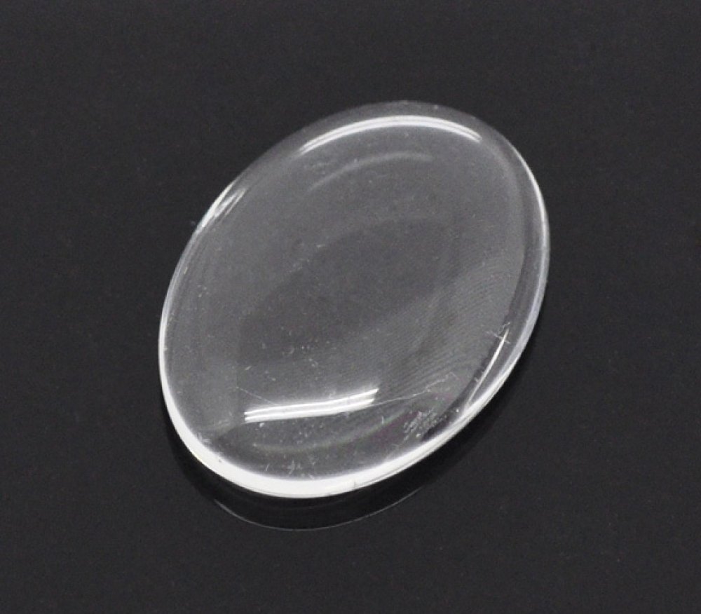 Cabochon Ovaal 13 x 18 mm x 2 stuks in helder braamglas N°17