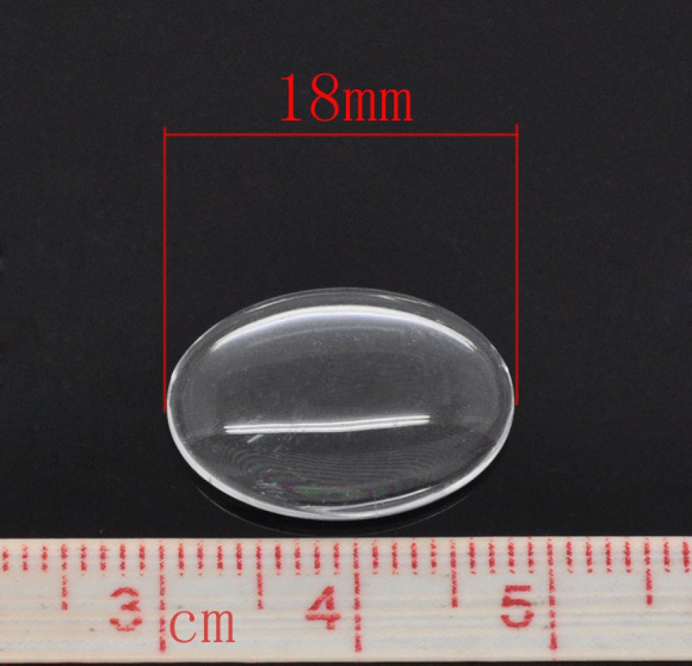 Cabochon Ovaal 13 x 18 mm x 2 stuks in helder braamglas N°17