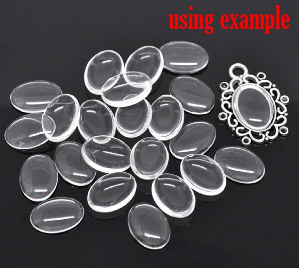 Cabochon Ovaal 13 x 18 mm x 2 stuks in helder braamglas N°17