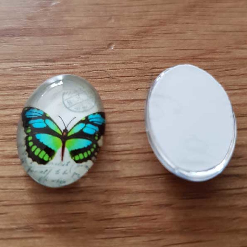 Cabochon Ovaal 13 x 18 mm Vlinder N°02