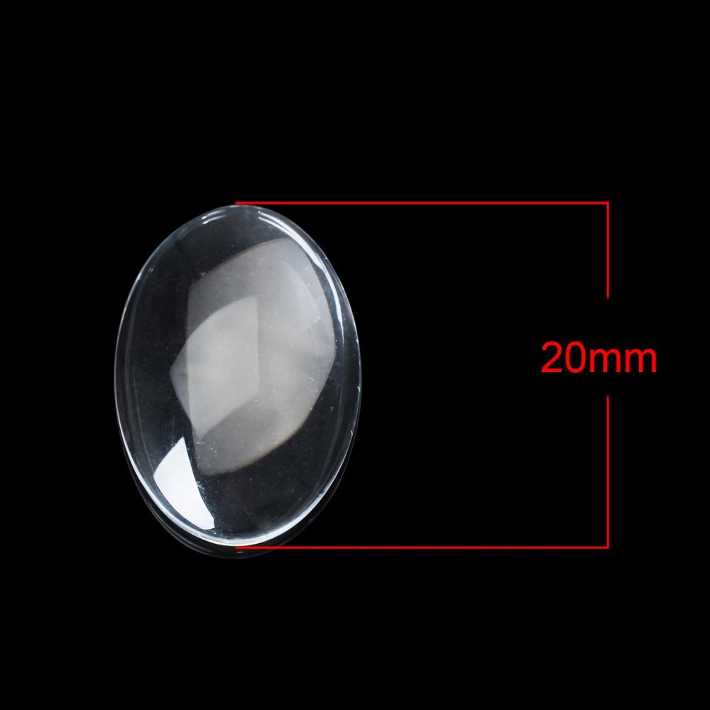 Cabochon Ovaal 15 x 20 mm in helder braamglas N°18 per 2 stuks
