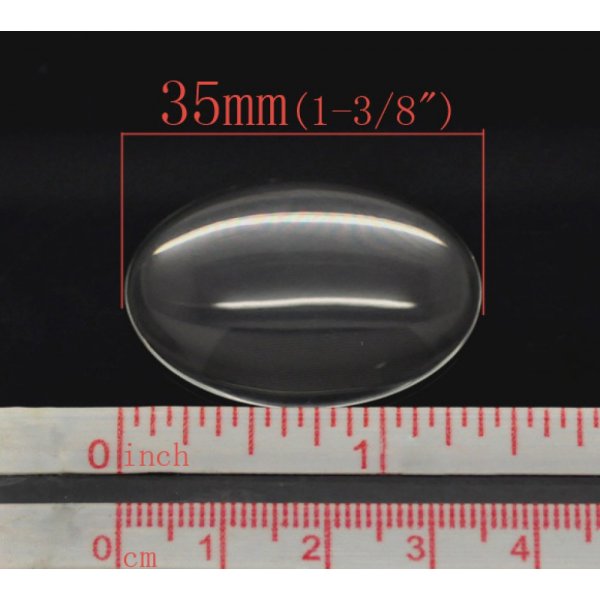 Ovale cabochon 25 x 35 mm in helder braamglas N&deg;20
