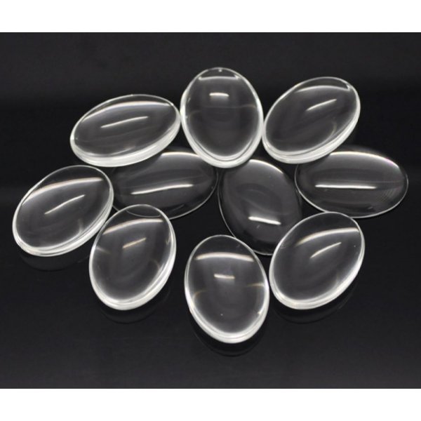 Ovale cabochon 25 x 35 mm in helder braamglas N&deg;20