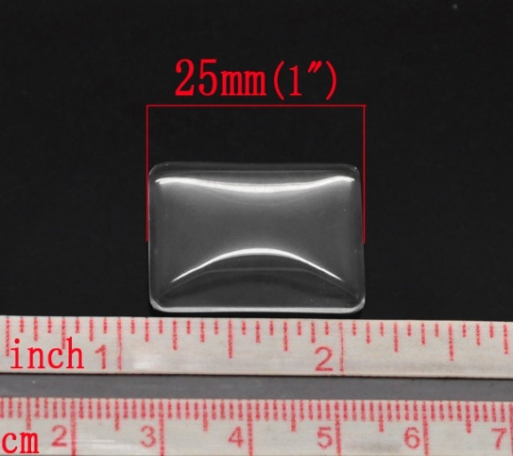 Cabochon Rechthoek 18 x 25 mm in helder braamglas N°29