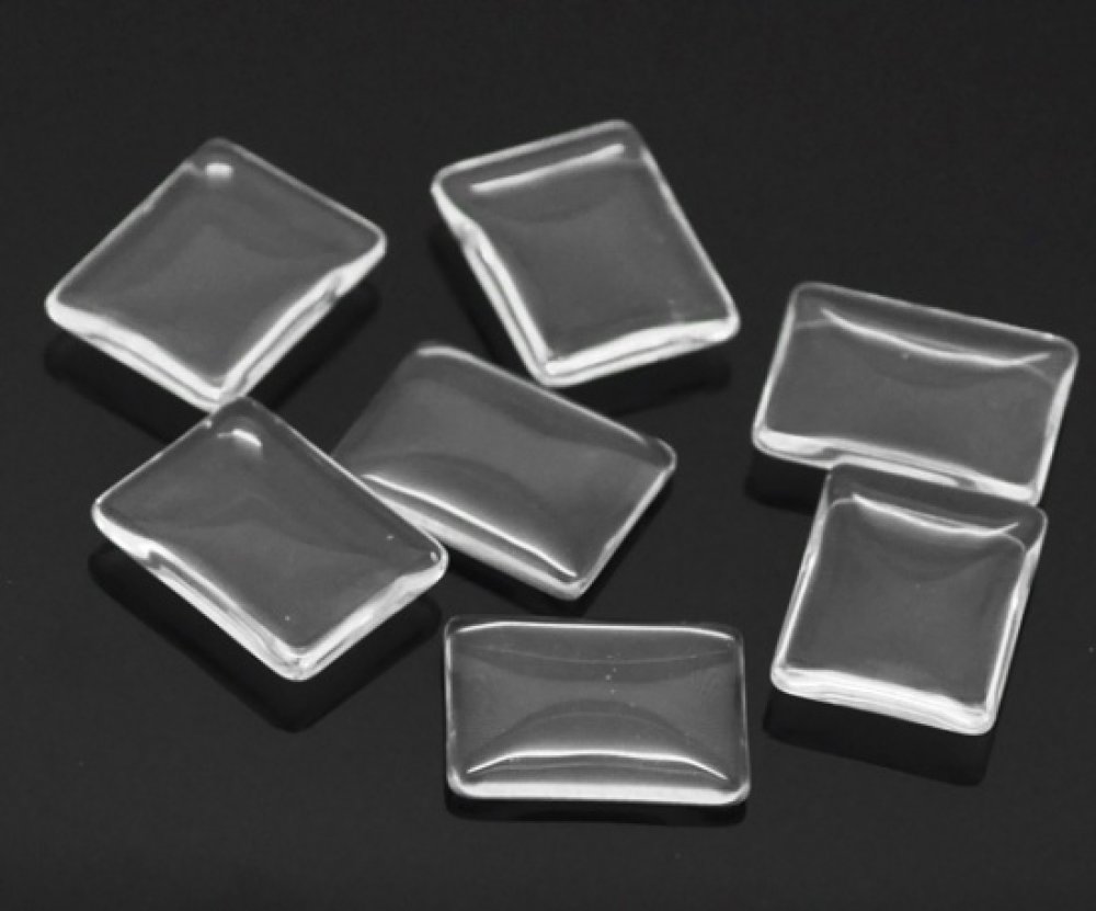 Cabochon Rechthoek 18 x 25 mm in helder braamglas N°29