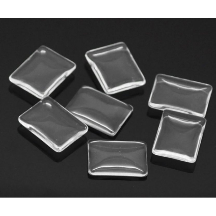 Cabochon Rechthoek 18 x 25 mm in helder braamglas N°29