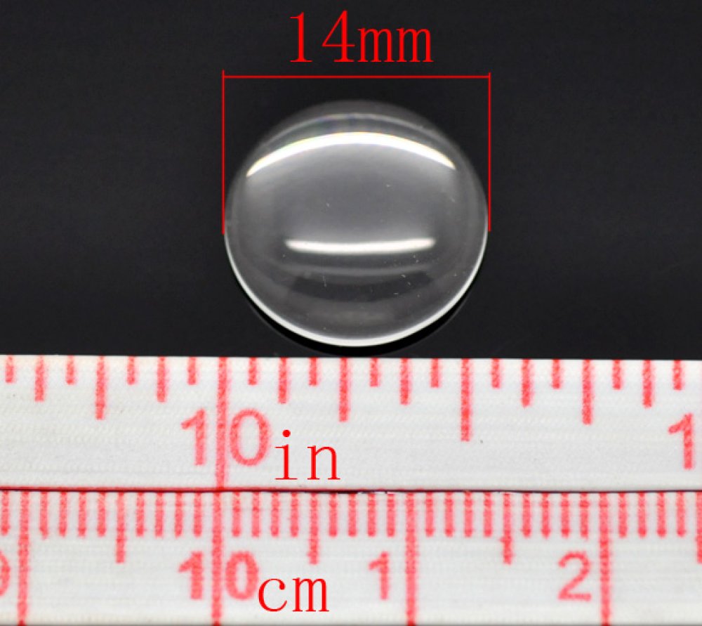 Cabochon Rond 14 mm in transparant braamglas N°04