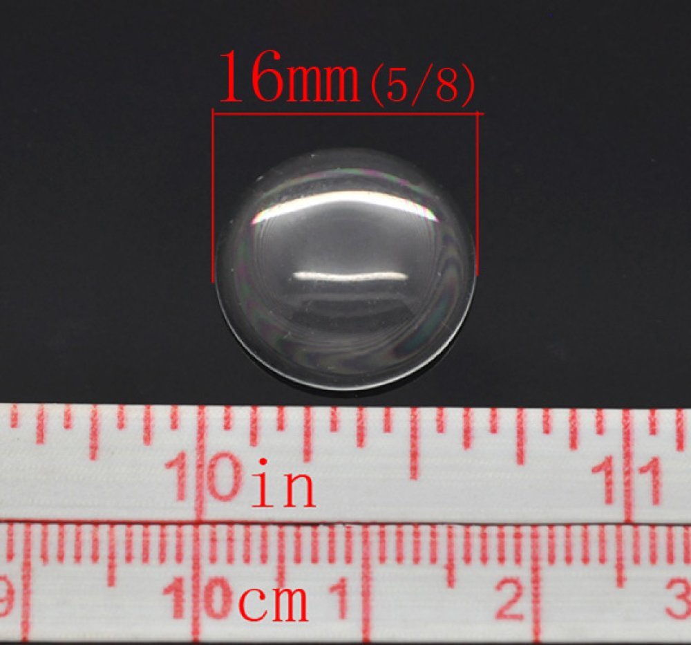 Cabochon Rond 16 mm in transparant braamglas N°06
