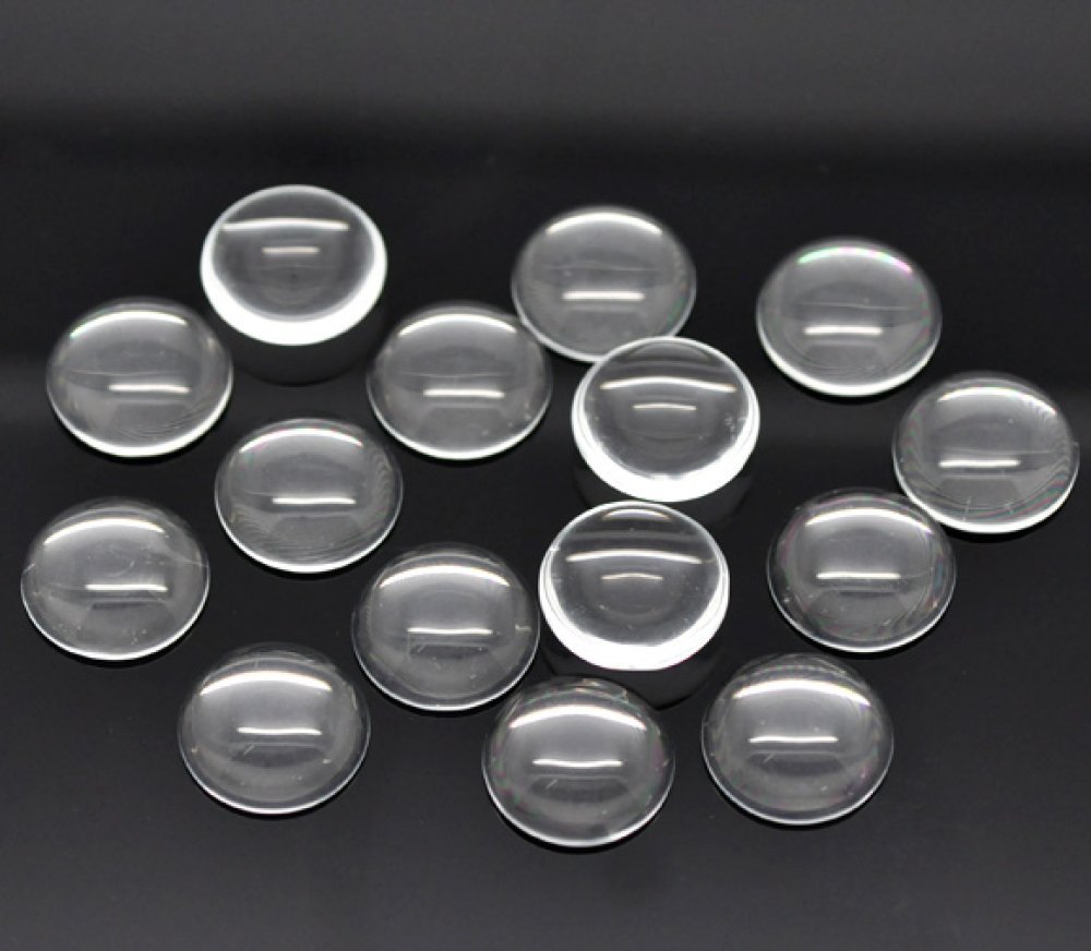 Cabochon Rond 16 mm in transparant braamglas N°06