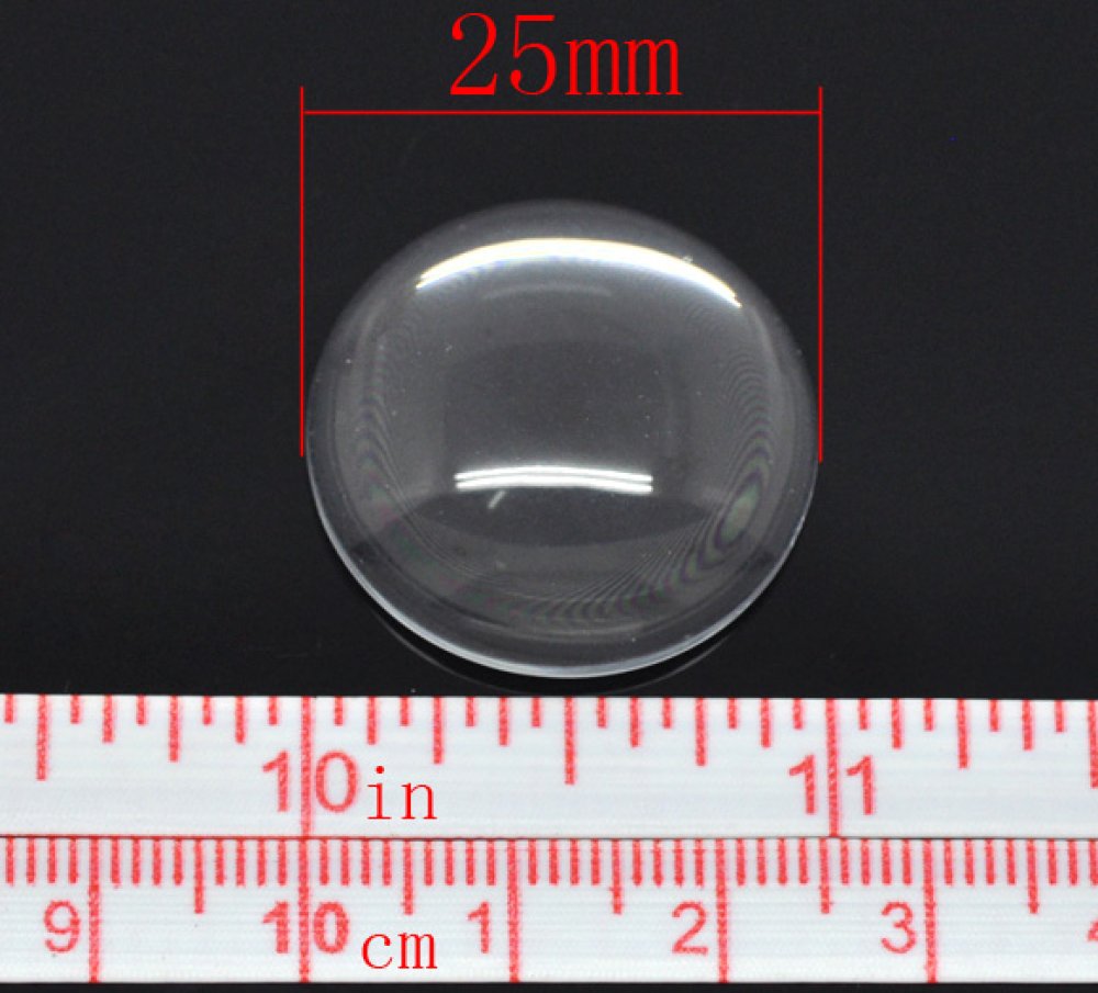 Cabochon Rond 25 mm in helder braamglas N°11 standaard