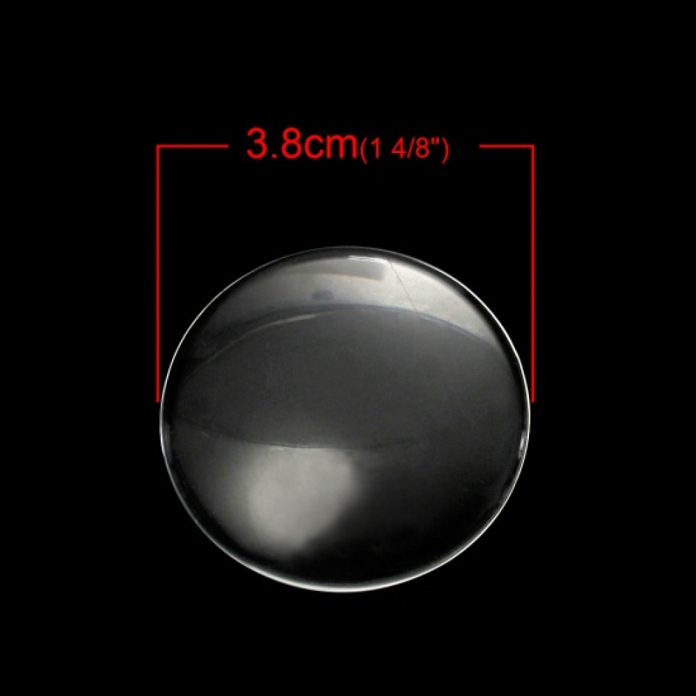 Cabochon Rond 38 mm in helder glas