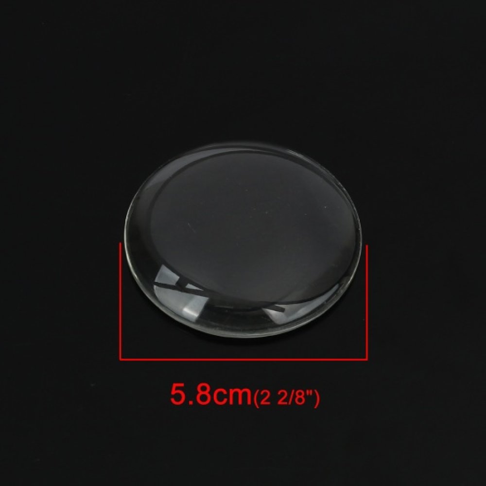 Cabochon Rond 58 mm in helder glas