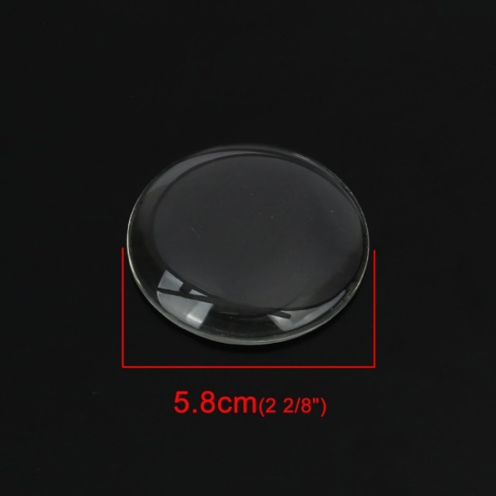 Cabochon Rond 58 mm in helder glas